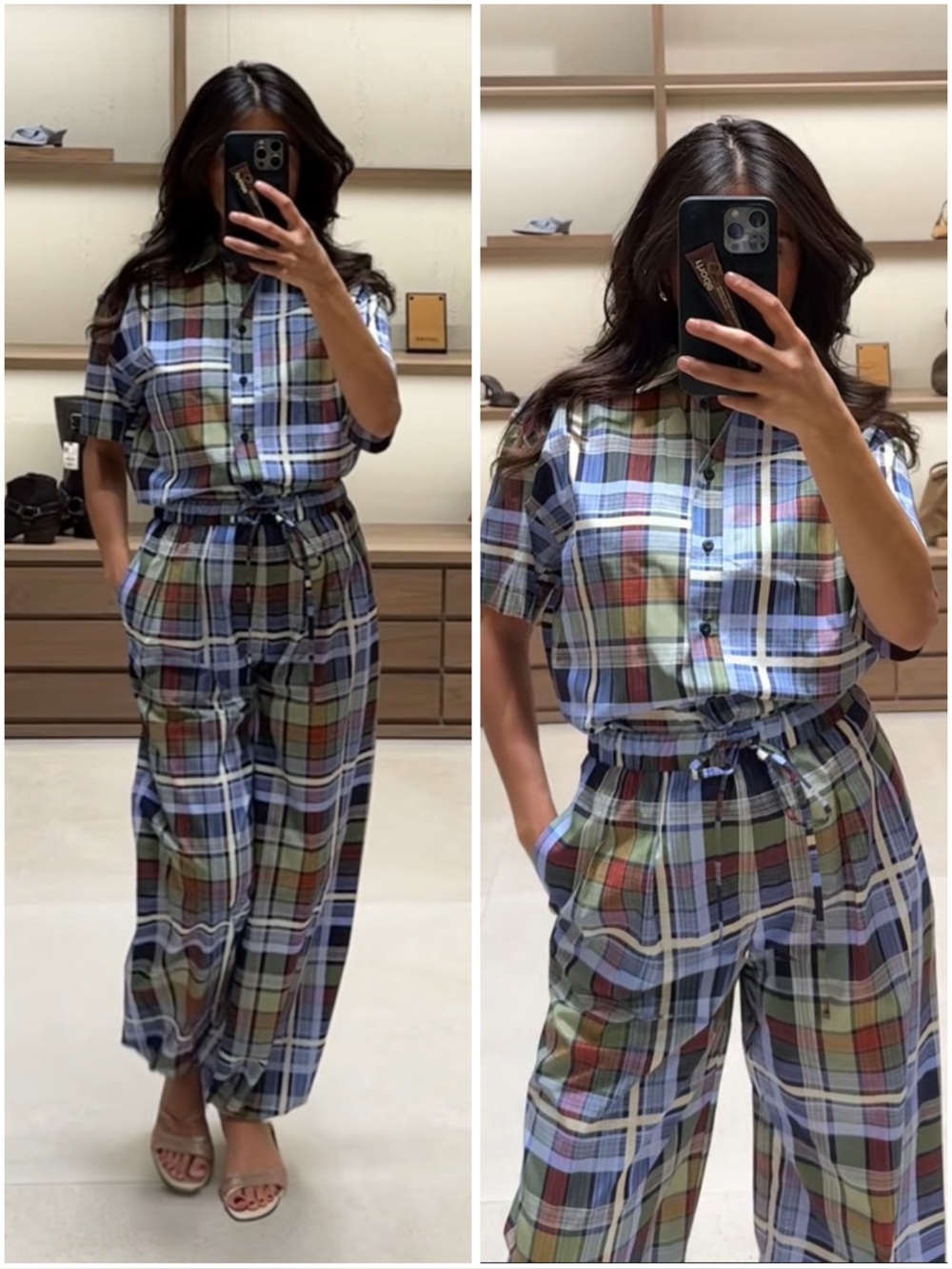 ZARA CO-ORD SET ZW COLLECTION PLAID BALLOON PANTS SMALL NWT
